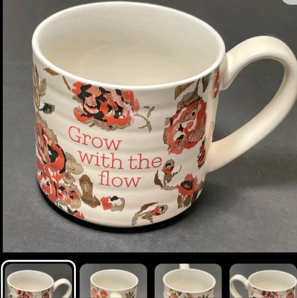 Threshold Grow With The Flow Coffee Mug Orange Floral Drinking Mug Tea Coffee - Picture 2 of 4